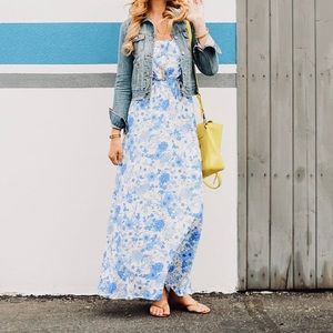 Old Navy Blue and White Floral Tube Strapless Maxi Dress Size XL Spring Summer